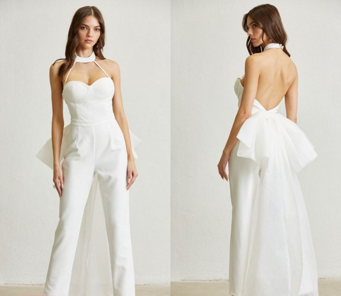 Jumpsuit strapless detalle mesh