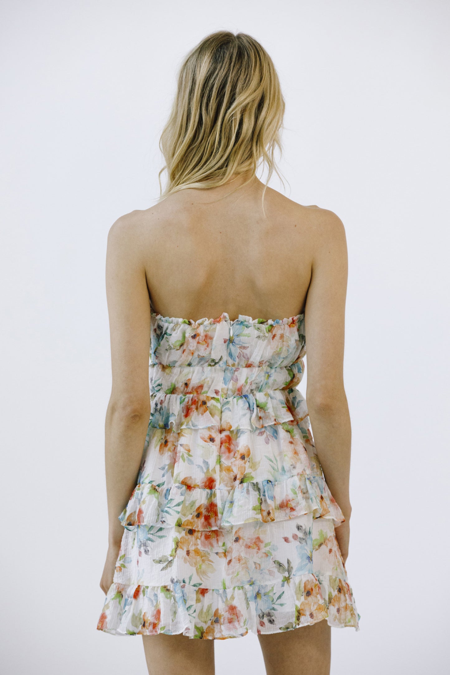 Vestido strapless floral